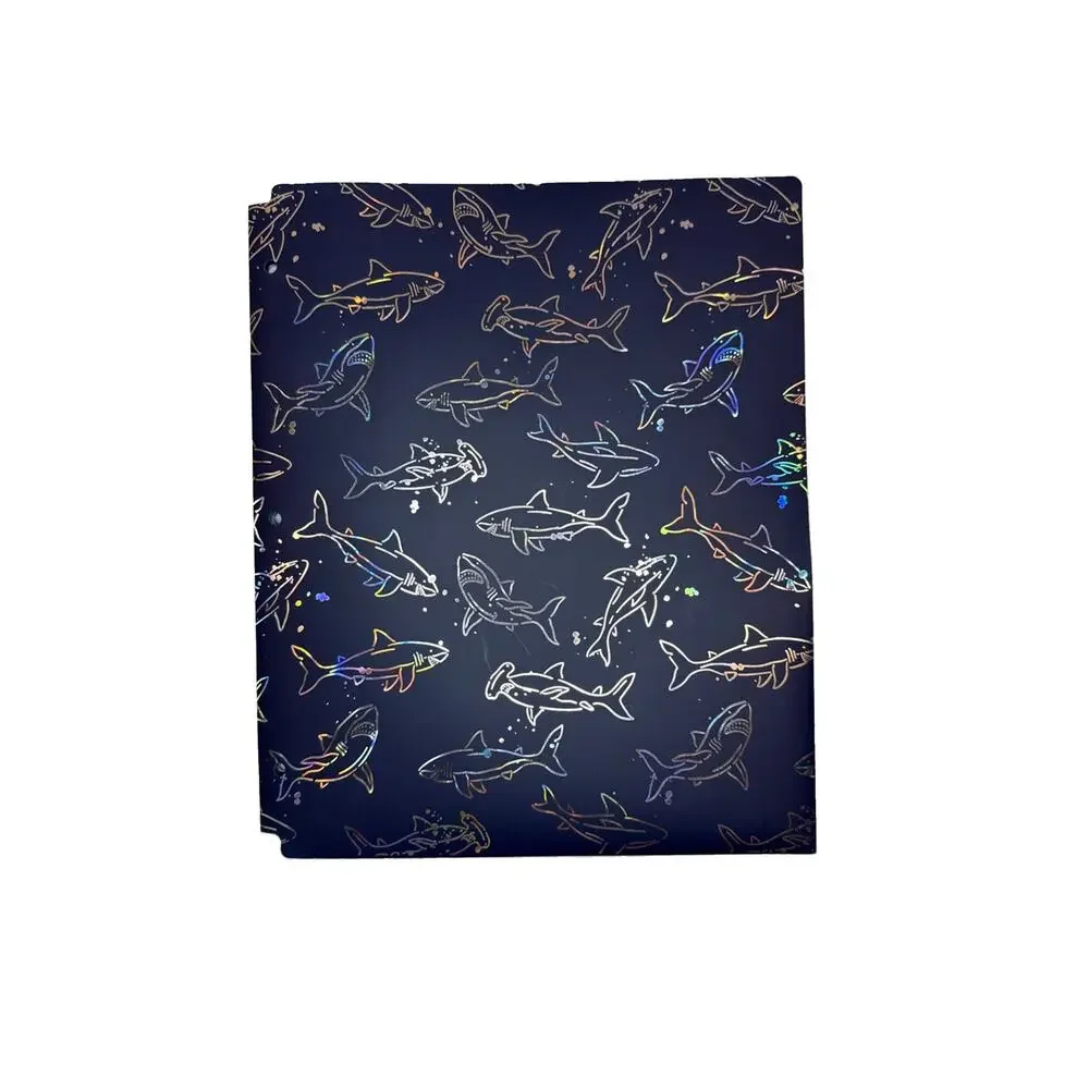 2 Pack Pen+Gear Shark Poly Folders 2-Pocket Navy Blue Holographic Silver Foil